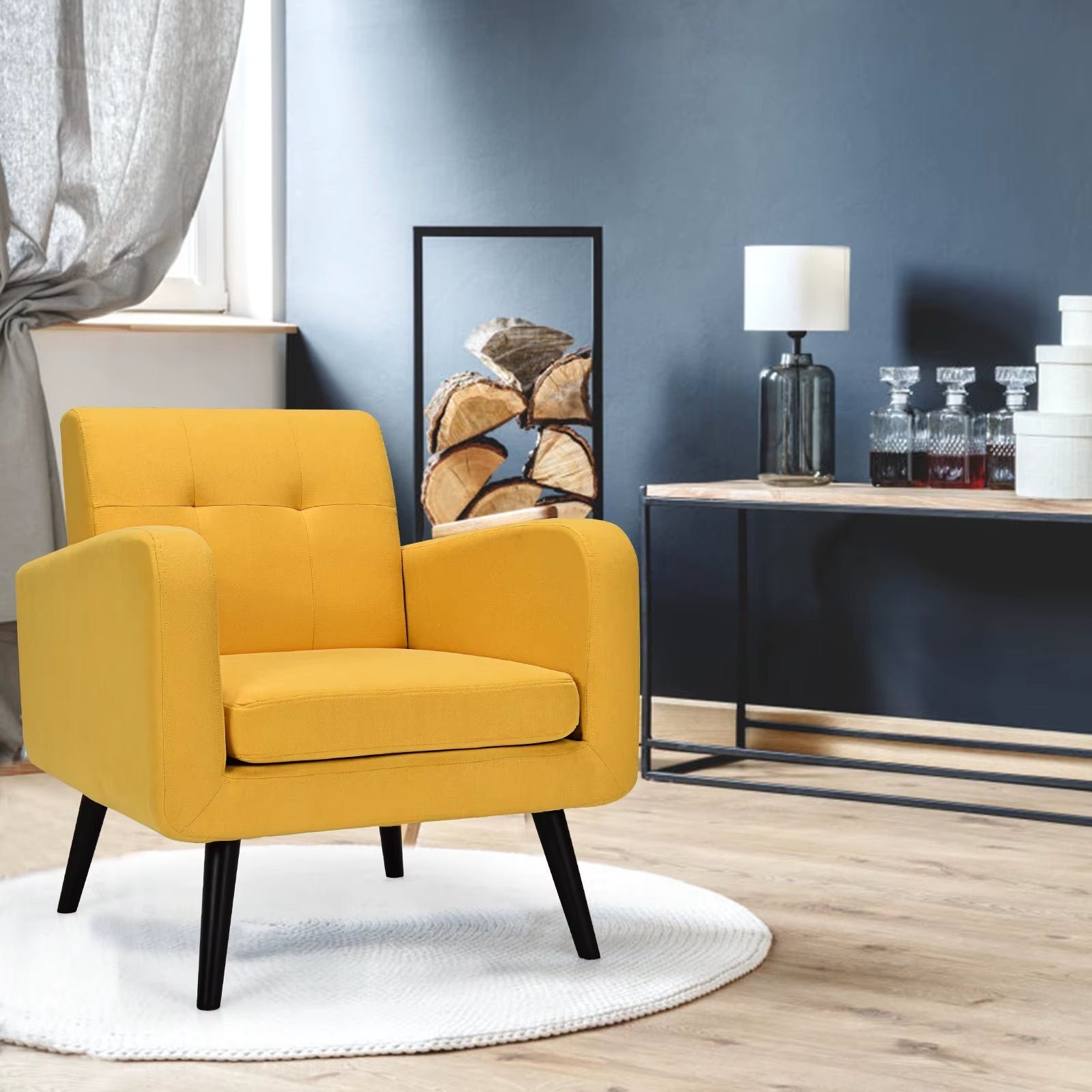 Single Sofa with Rubberwood Legs